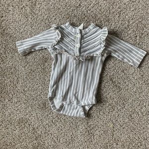 organic cotton striped ruffle long sleeve bodysuit